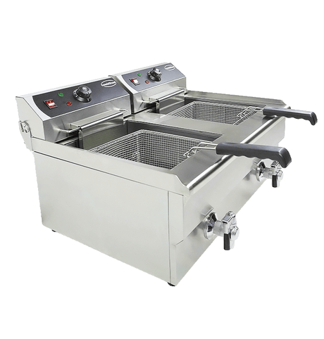Commercial Fryer - Dual Tank Electric Countertop Fryer - 20 Liters of Power for Perfect Cooking Every Time