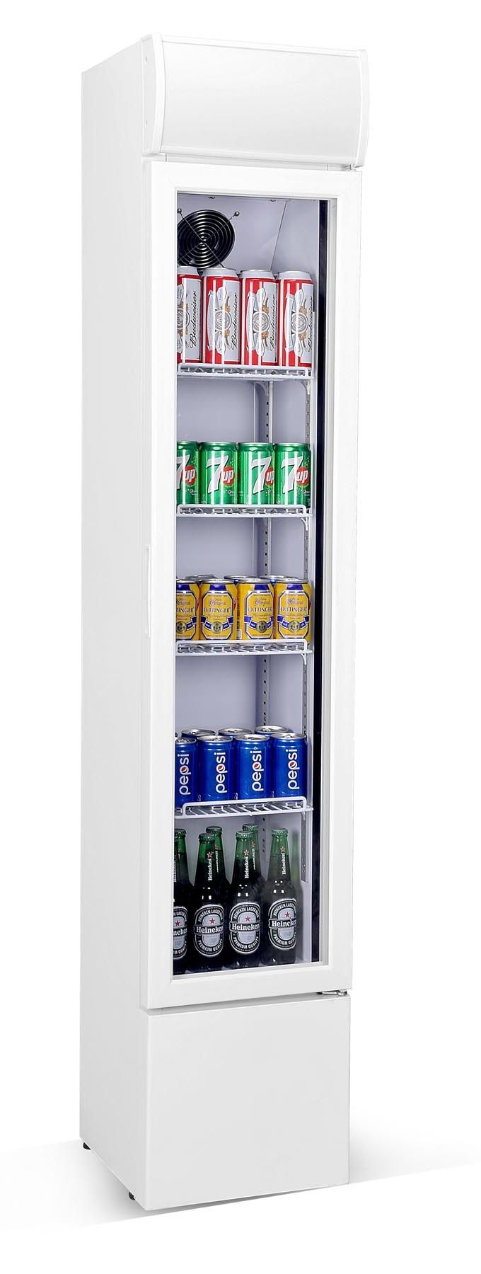 Sleek Combisteel Slimline Single Hinged Glass Door Fridge Merchandiser - 105L Capacity