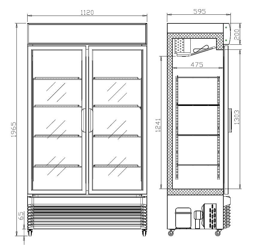 Premium 750L Double Sliding Glass Door Merchandiser Fridge by Combisteel - Model BEZ-750 GD
