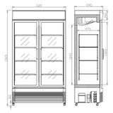 Premium 750L Double Sliding Glass Door Merchandiser Fridge by Combisteel - Model BEZ-750 GD