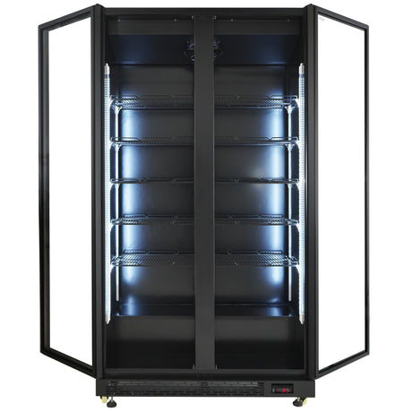 Commercial Catering Equipment - Refrigerator 2 Glass Doors Black Nap-850