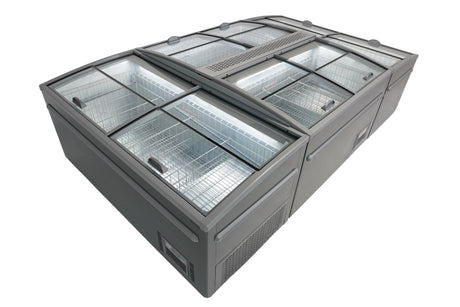 Commercial Chest Freezer - Spacious Automatic Defrost Chest Freezer in Sleek Grey - 1450mm Perfect for Supermarkets