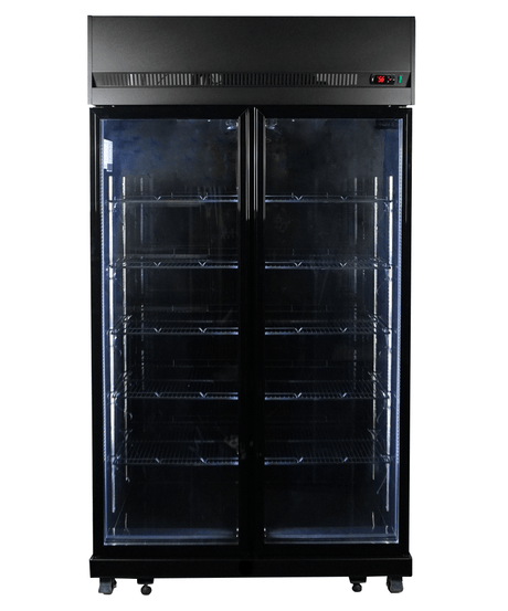 Commercial Catering Equipment - Refrigerator 2 Glass Doors Black Irm-770 Bl