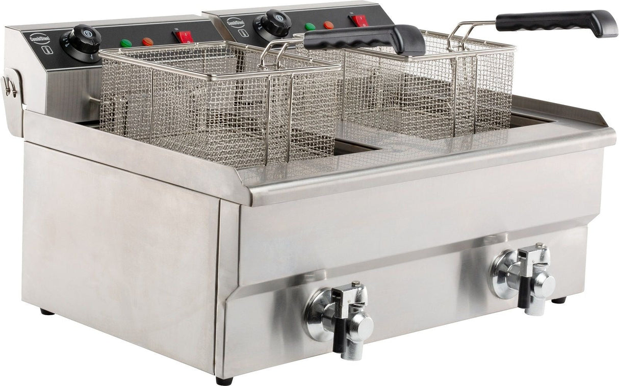 Premium Combisteel Dual Tank Electric Countertop Fryer - 2 x 8 Liters of Delightful Frying Capacity - Model 7455.1005