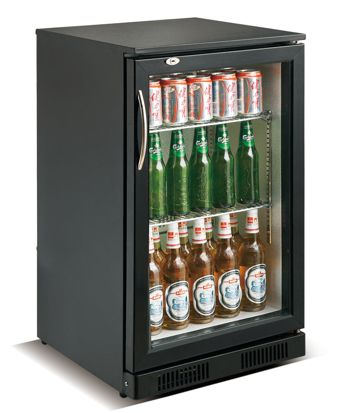 Sleek Black Slimline Backbar Cooler with 1 Door - 500mm Wide