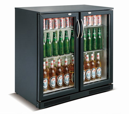 Sleek Black 2-Door Backbar Cooler by Combisteel - Model 7455.1305