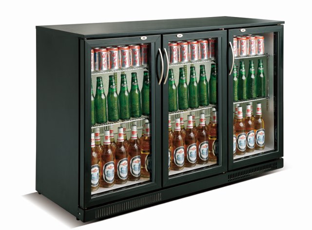 Sleek Black 3-Door Backbar Cooler by Combisteel - Model 7455.1310