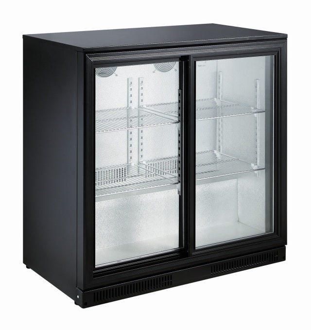 Sleek Black Backbar Cooler with Dual Sliding Doors by Combisteel - Model 7455.1315