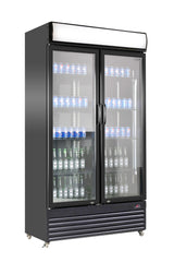 Sleek Black Combisteel Refrigerator with Double Glass Doors - Model Bez-780 GD