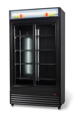 Sleek Black Combisteel Sliding Glass Door Refrigerator - Model BEZ-780SL