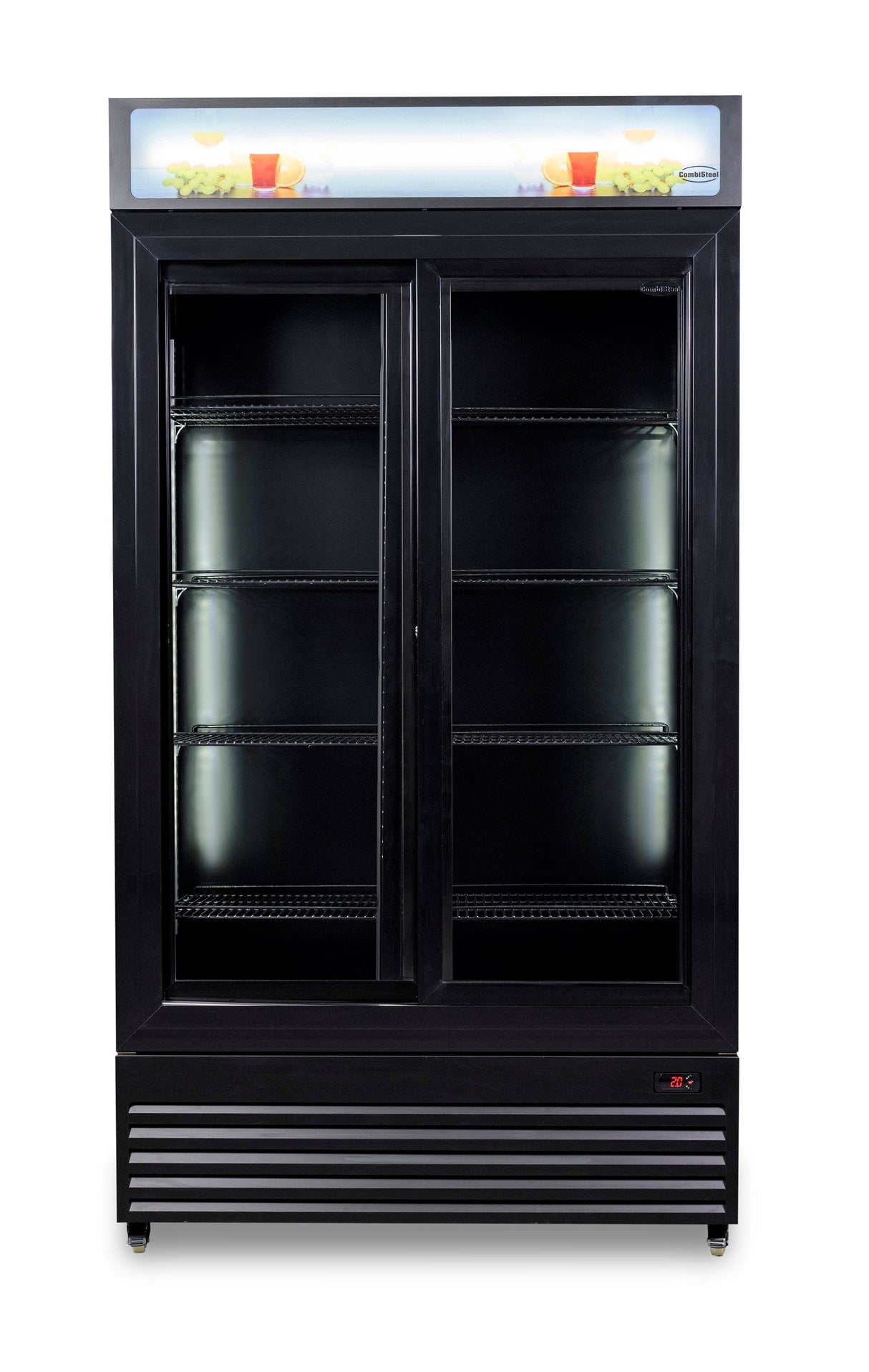 Sleek Black Combisteel Sliding Glass Door Refrigerator - Model BEZ-780SL