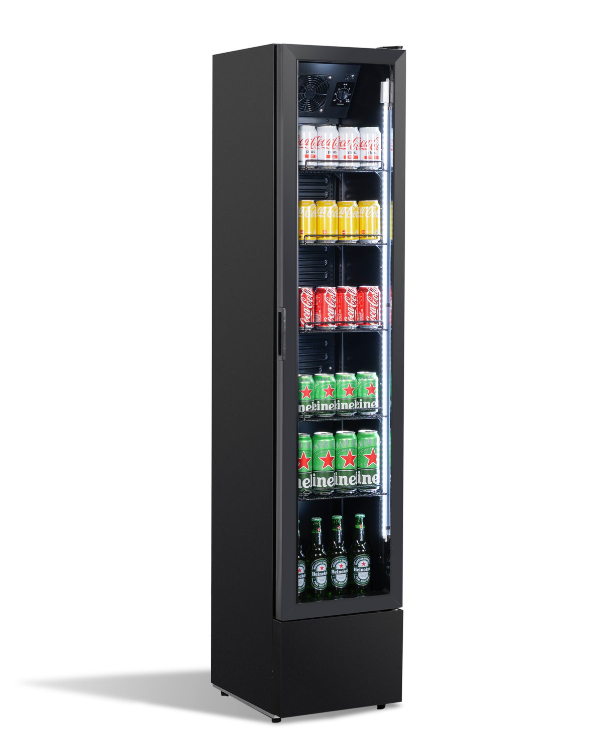 Combisteel Glass Door Refrigerator Narrow Black Nap 150