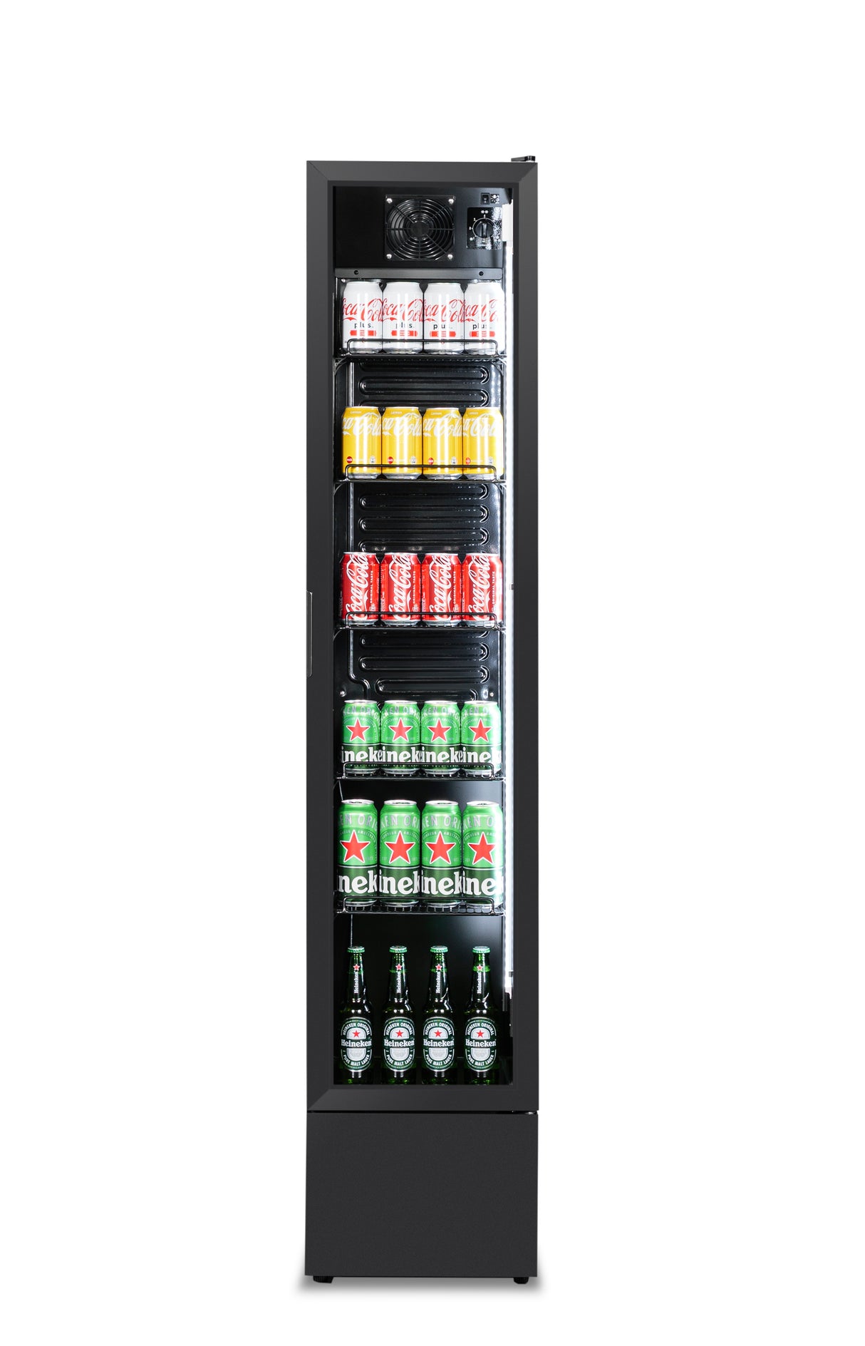 Combisteel Glass Door Refrigerator Narrow Black Nap 150