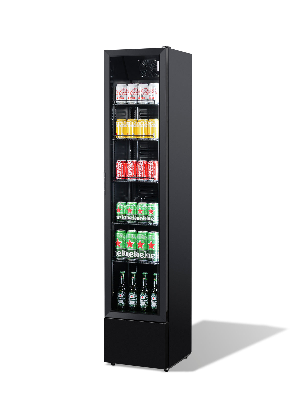 Combisteel Glass Door Refrigerator Narrow Black Nap 150
