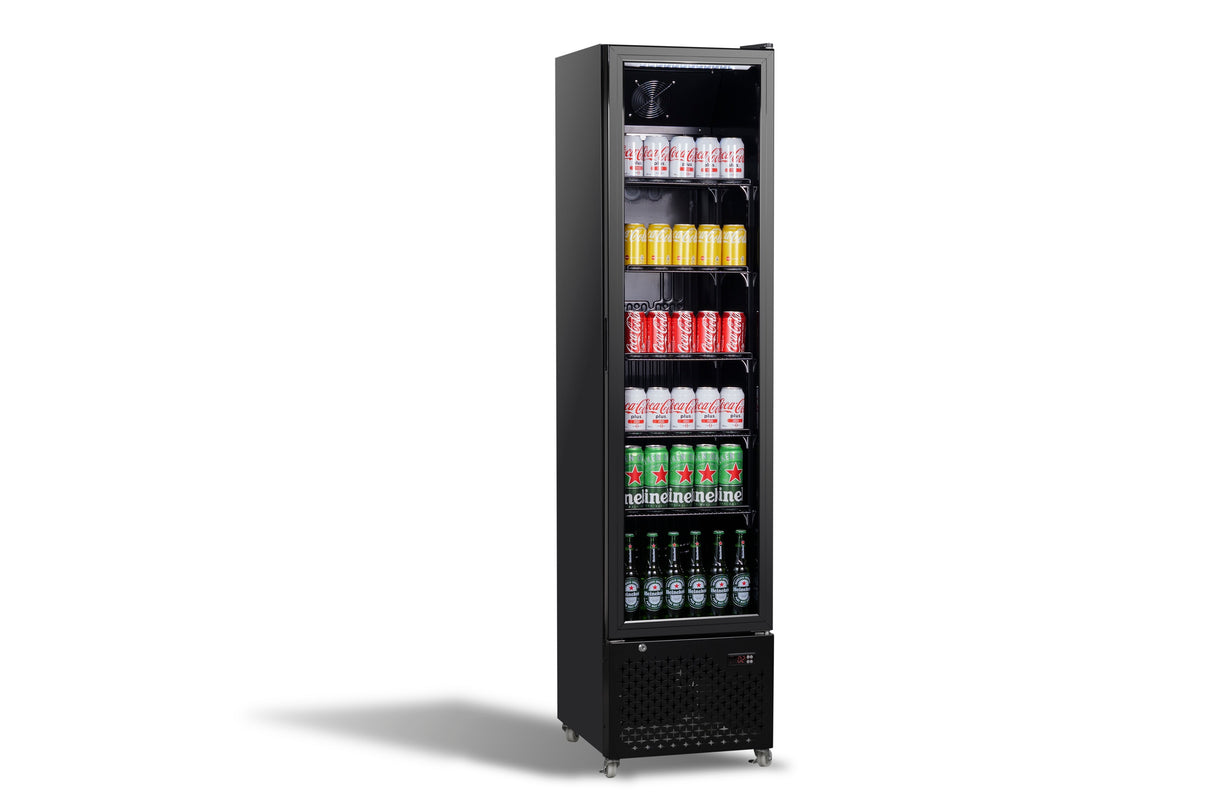 Combisteel Glass Door Refrigerator Narrow Black Nap 250