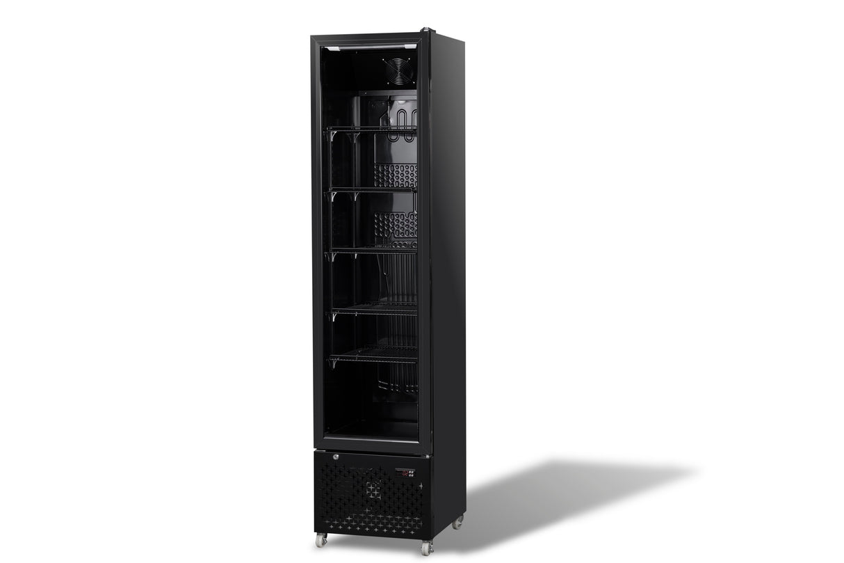 Combisteel Glass Door Refrigerator Narrow Black Nap 250