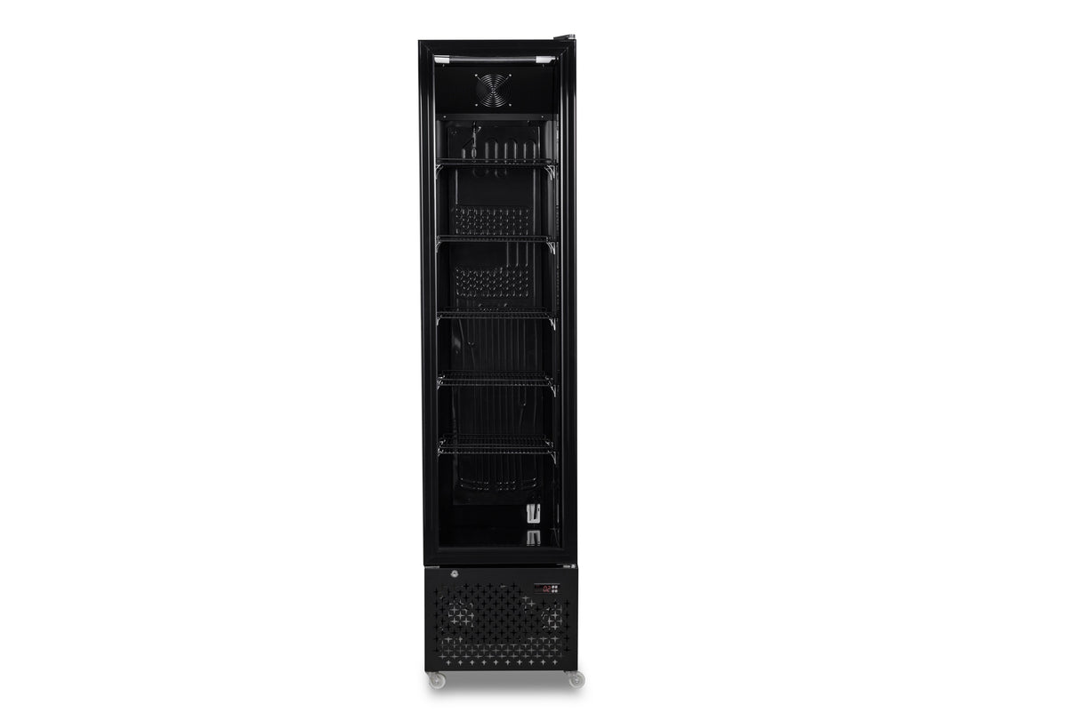 Combisteel Glass Door Refrigerator Narrow Black Nap 250