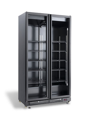 Refrigerator 2 Glass Doors Black Nap-850
