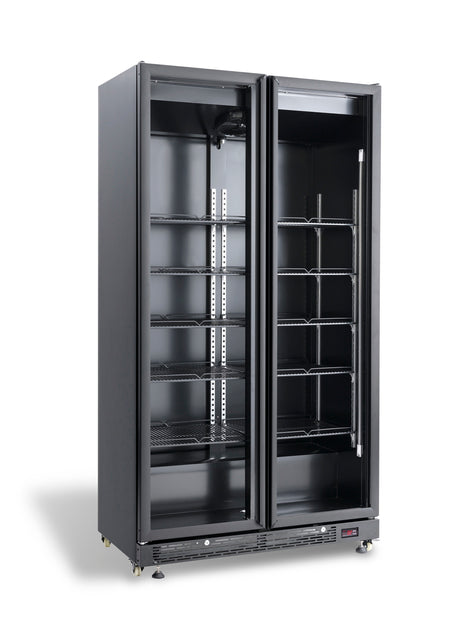 Refrigerator 2 Glass Doors Black Nap-850