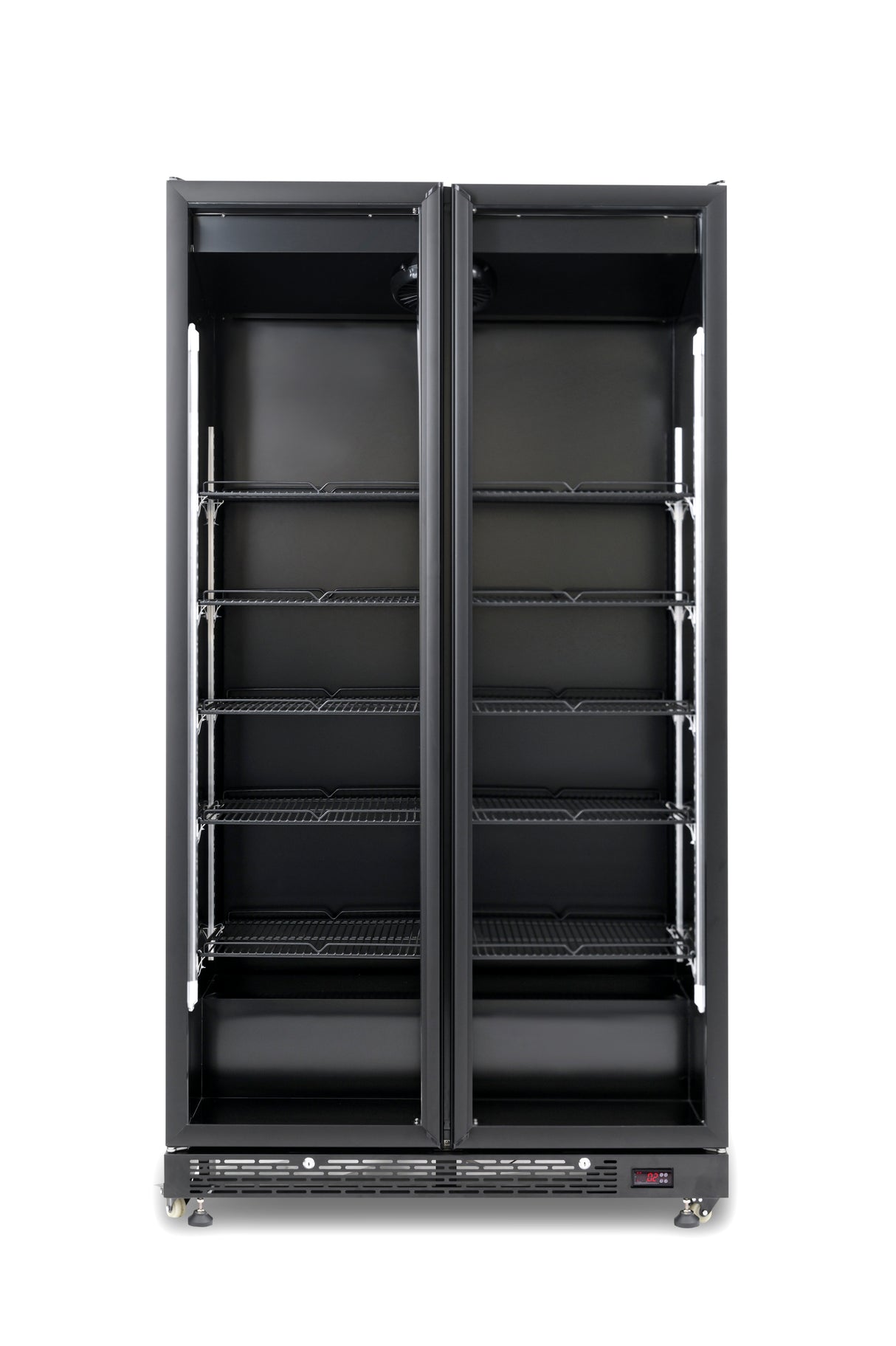Commercial Catering Equipment - Refrigerator 2 Glass Doors Black Nap 850