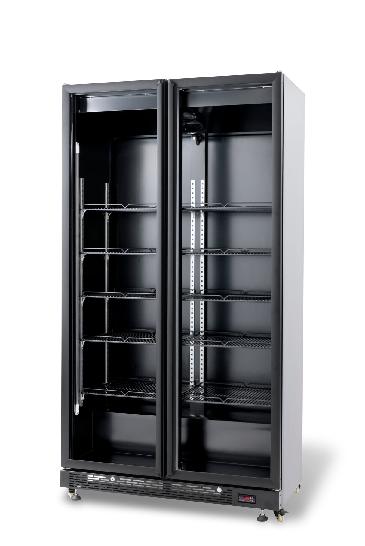 Commercial Catering Equipment - Refrigerator 2 Glass Doors Black Nap 850