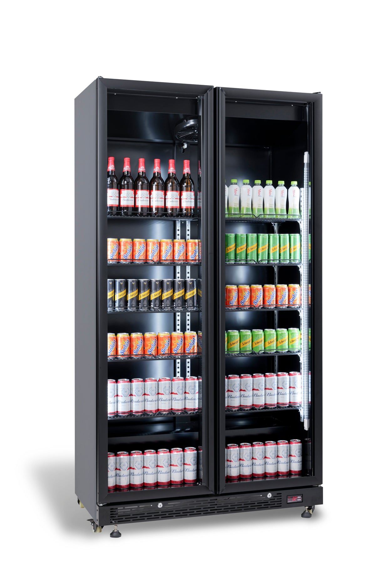 Commercial Catering Equipment - Refrigerator 2 Glass Doors Black Nap 850