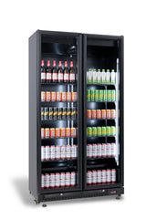 Commercial Catering Equipment - Refrigerator 2 Glass Doors Black Nap 850
