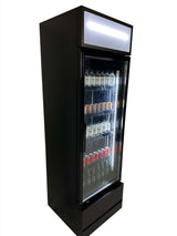 Sleek Combisteel 360L Single Hinged Glass Door Bottle Merchandiser - Black Finish