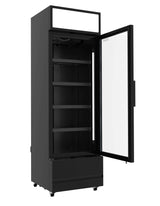 Sleek Combisteel 360L Single Hinged Glass Door Bottle Merchandiser - Black Finish