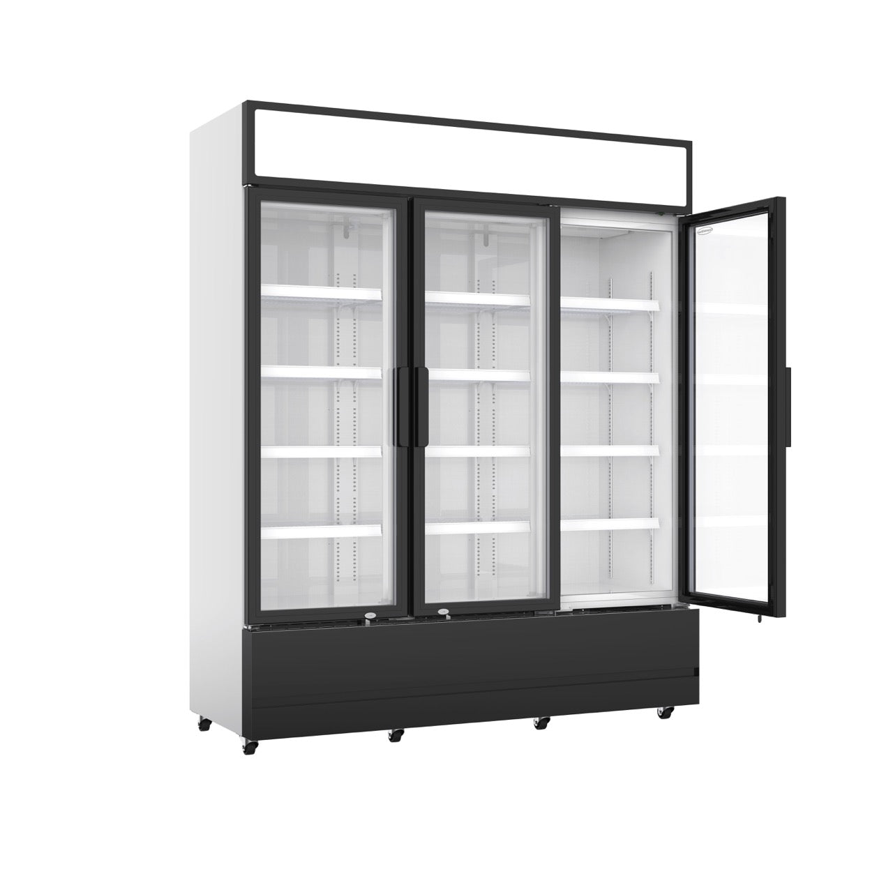 Revamp Your Display with the Combisteel 1065L Triple Hinged Glass Door Merchandiser Fridge - Perfect for Showcasing Chilled Goods
