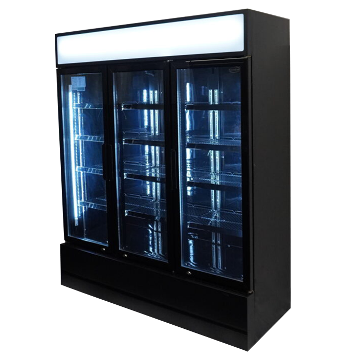 Sleek Black 3-Door Combisteel Refrigerator - FCU-1200 BL, Perfect for Your Commercial Needs!