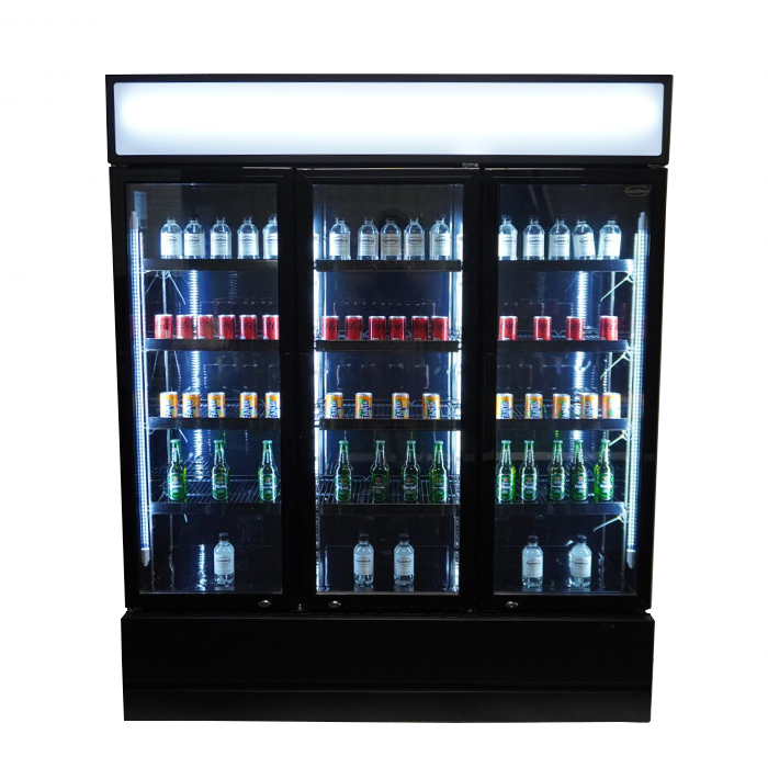 Sleek Black 3-Door Combisteel Refrigerator - FCU-1200 BL, Perfect for Your Commercial Needs!