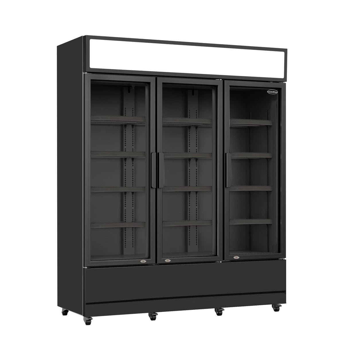 Sleek Black 3-Door Combisteel Refrigerator - FCU-1200 BL, Perfect for Your Commercial Needs!