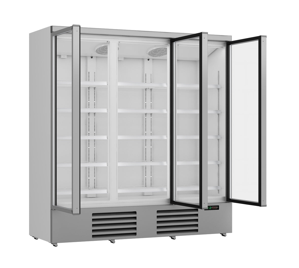 Stylish Combisteel 3-Door Refrigerator with Glass Panels - Model JDE-1530R