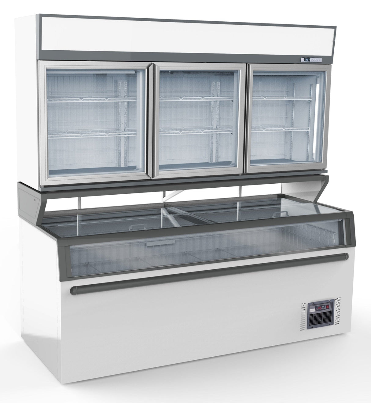Sleek White Wall-Mounted Freezer with 3 Glass Doors - Combisteel Model 7455.2525