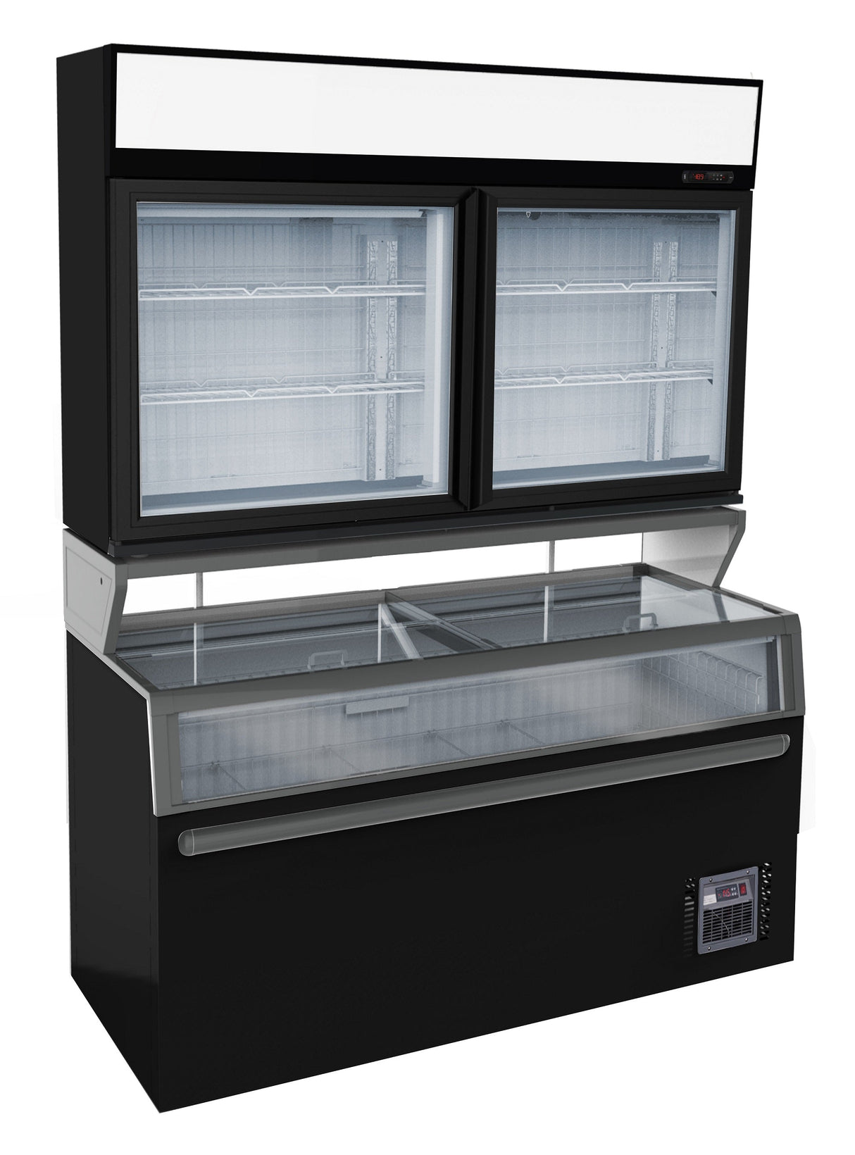 Sleek Black Wall Mounted Freezer with Double Glass Doors - Combisteel 7455.2530