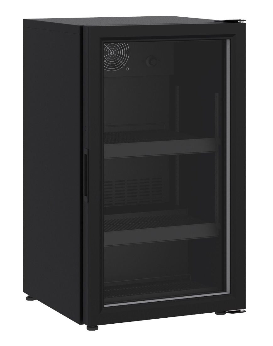 Sleek Black 136L Combisteel Single Door Back Bar Bottle Cooler - Perfect for Your Beverage Storage Needs!