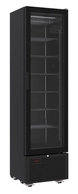 Sleek 221L Black Combisteel Single Glass Door Display Freezer – Perfect for Showcasing Your Frozen Treats