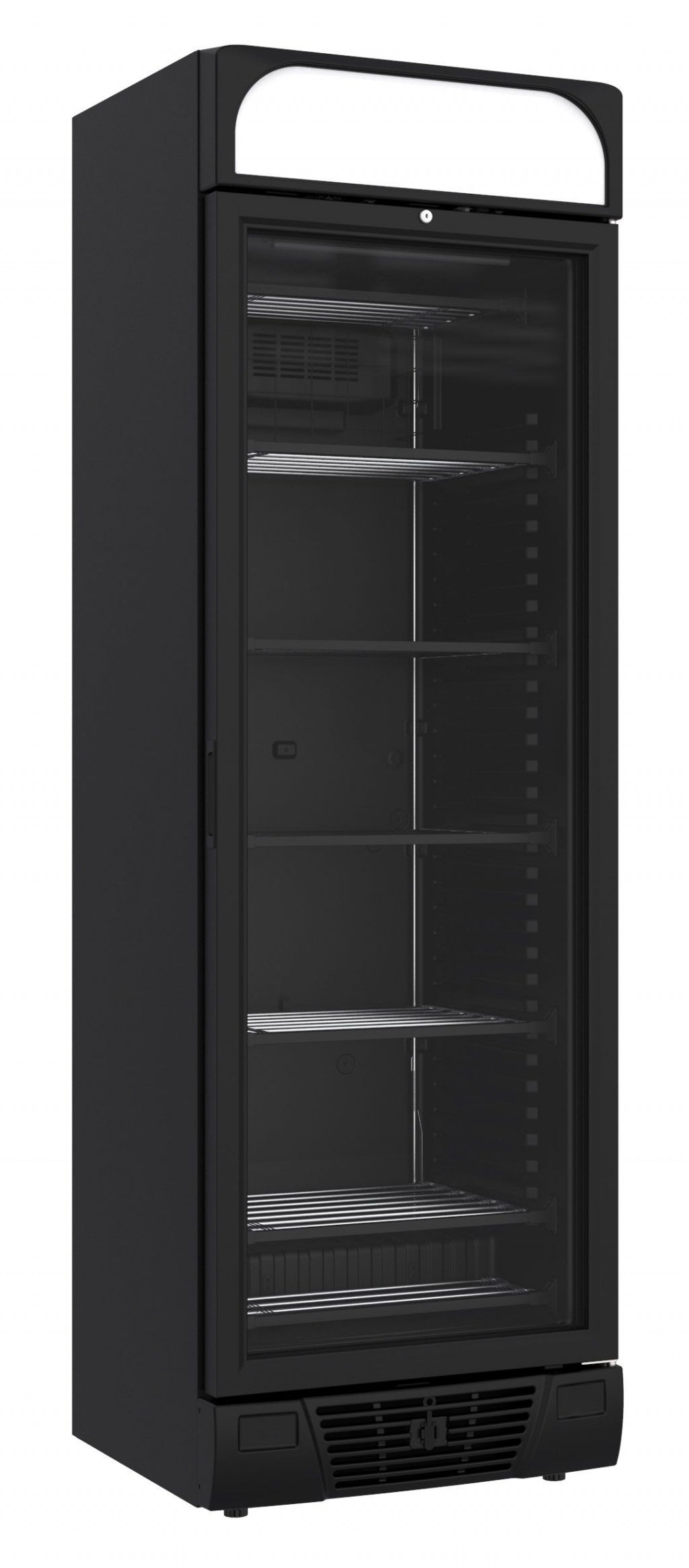 Sleek Black Combisteel 382L Single Glass Door Display Freezer with Stylish Canopy