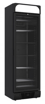 Sleek Black Combisteel 382L Single Glass Door Display Freezer with Stylish Canopy