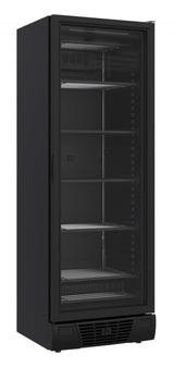 Sleek Combisteel 382L Black Single Glass Door Display Freezer - Perfect for Showcasing Your Products