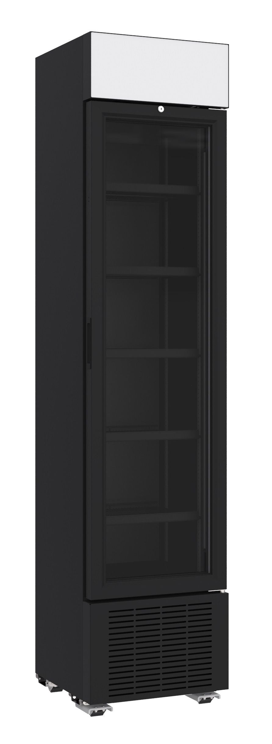 Sleek Black 232L Slimline Bottle Merchandiser Fridge with Canopy by Combisteel - Perfect for Your Beverage Display!