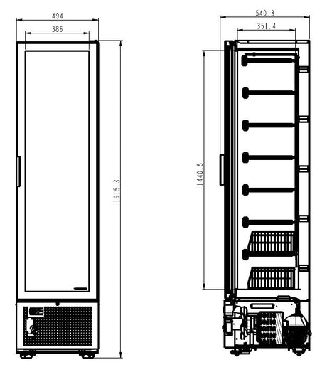 Commercial Freezer - White 221L Single Glass Door Display Freezer by - Model 7464.0050