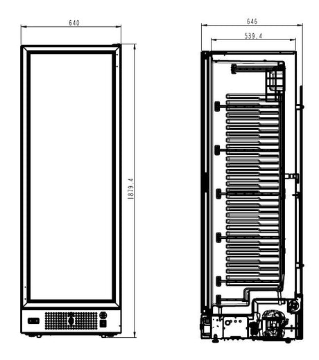 Commercial Freezer - 382L Black Single Glass Door Display Freezer - Perfect for Showcasing Your Products