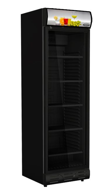 Sleek Black Left-Hand Single-Hinged Glass Door Merchandiser Fridge by Combisteel - Model 7464.0093