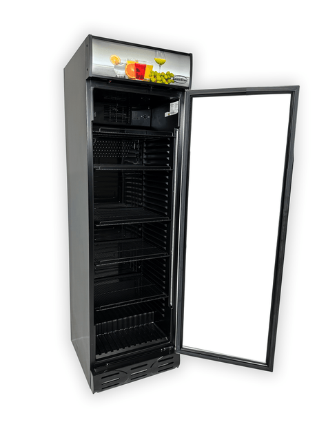 Commercial Refrigerator - Black Single Hinged Glass Door Fridge Merchandiser - Model 7464.0090