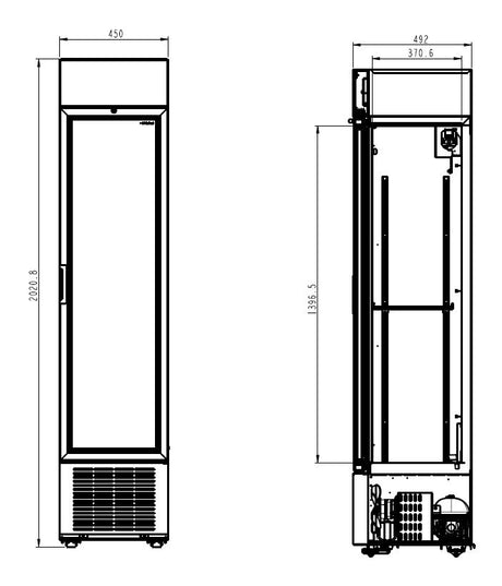 Commercial Display Fridge - Black 232L Slimline Bottle Merchandiser Fridge with Canopy by - Perfect for Your Beverage Display