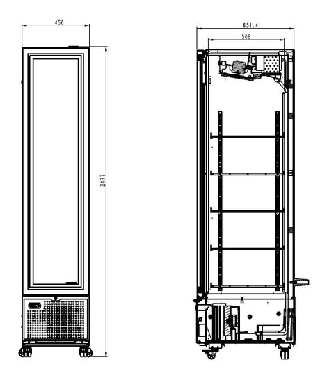 Commercial Catering Equipment - Black 348L Single Door Slimline Bottle Merchandiser Fridge