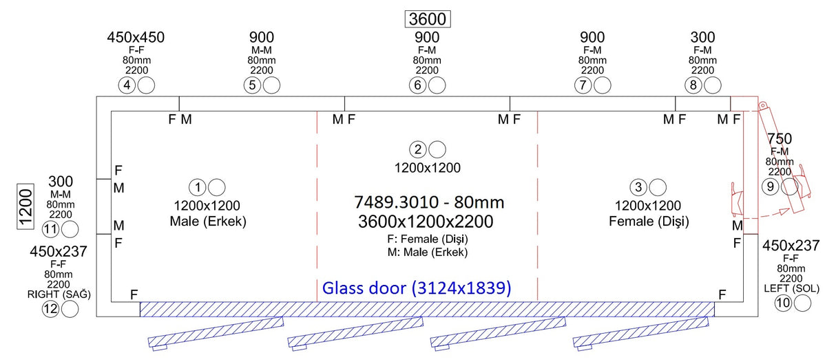 Combisteel Cold Room 3600x1200x2200 4 Glass Doors *Transport On Request*