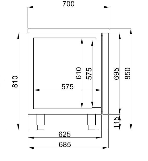 Enhanced 632L Stainless Steel 4-Door Counter Fridge by Combisteel - Perfect for Your Kitchen!